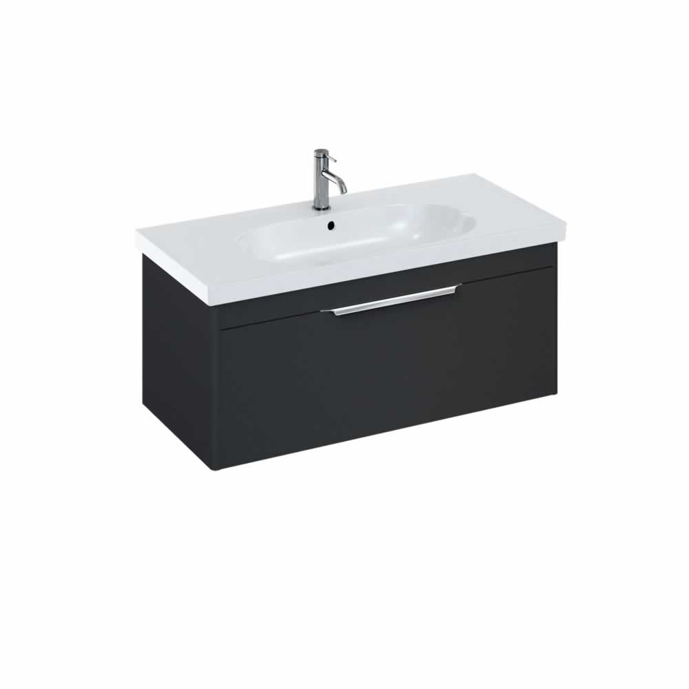 Shoreditch 100cm single drawer Matt Grey with Origin Round Basin